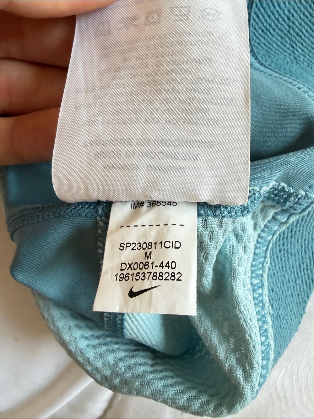 Nike Light Teal Sports Bra Tank with Yellow Swoosh - Picture 4 of 4